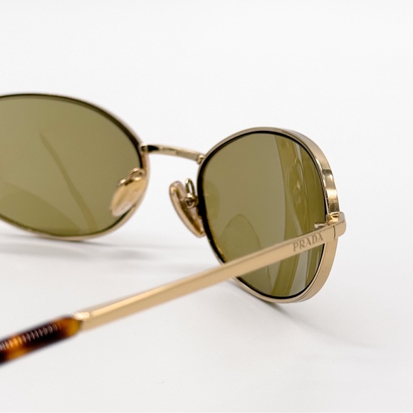 NEW PRADA PRA59S 5AK70G WOMEN SUNGLASSES SPR A59 5AK70G GOLD OVAL PR A59S - Picture 10 of 14